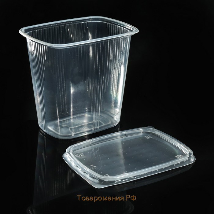 Контейнер пластиковый одноразовый с крышкой, 10 шт, 500 мл, 10,8×8,2×9,2 см, цвет прозрачный