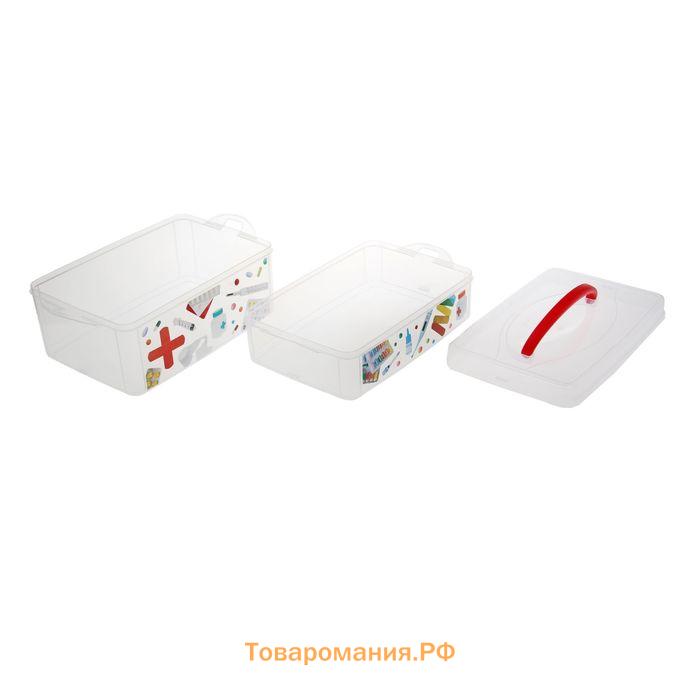 Контейнер универсальный Multi box, 2 секции, с ручкой и декором, МИКС