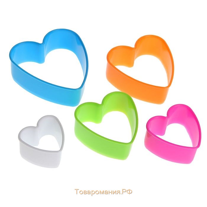 Набор форм для печенья «Сердце», 5 предметов, 10×9×3,5 см, цвет МИКС