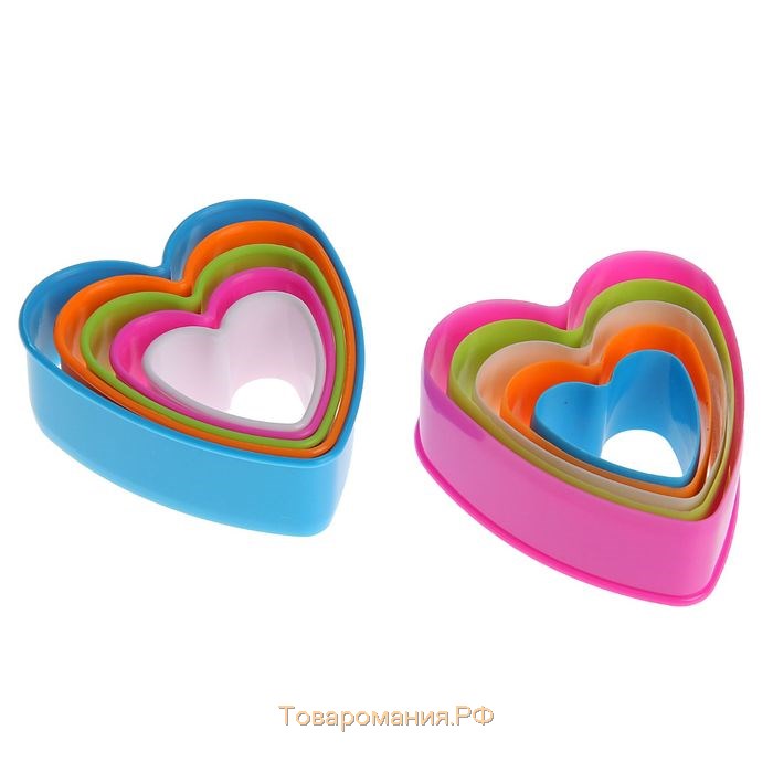 Набор форм для печенья «Сердце», 5 предметов, 10×9×3,5 см, цвет МИКС