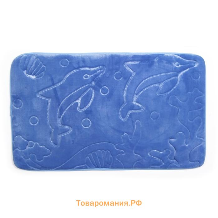 Коврики для ванной и туалета  «Дельфины», 3 шт: 39×43 см, 40×50 см, 50×80 см, цвет МИКС