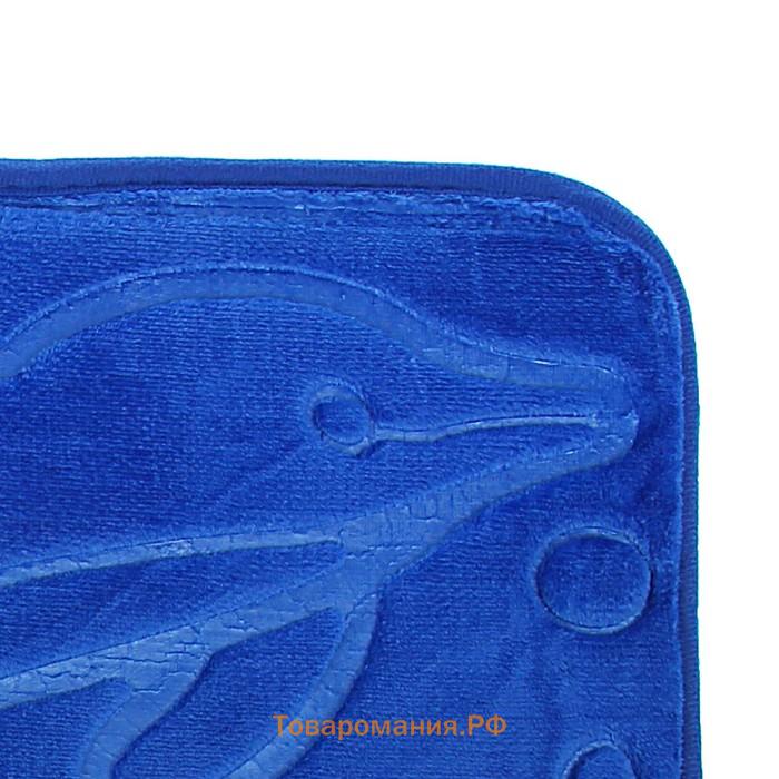 Коврики для ванной и туалета  «Дельфины», 3 шт: 39×43 см, 40×50 см, 50×80 см, цвет МИКС