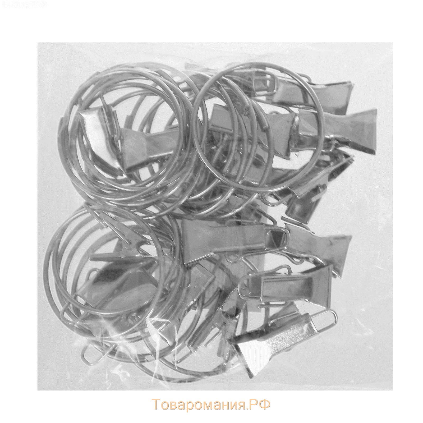 Кольцо для карниза, с зажимом, d = 30/33 мм, 20 шт, цвет серебряный