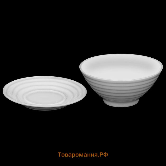 Миска с блюдцем, 2 предмета: миска 500 мл, блюдце d=15 см, т фарфор, белая