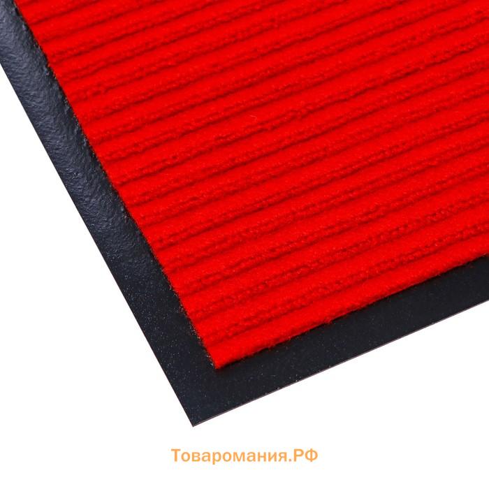 Коврик придверный влаговпитывающий, ребристый, «Стандарт», 60×90 см, цвет бордовый
