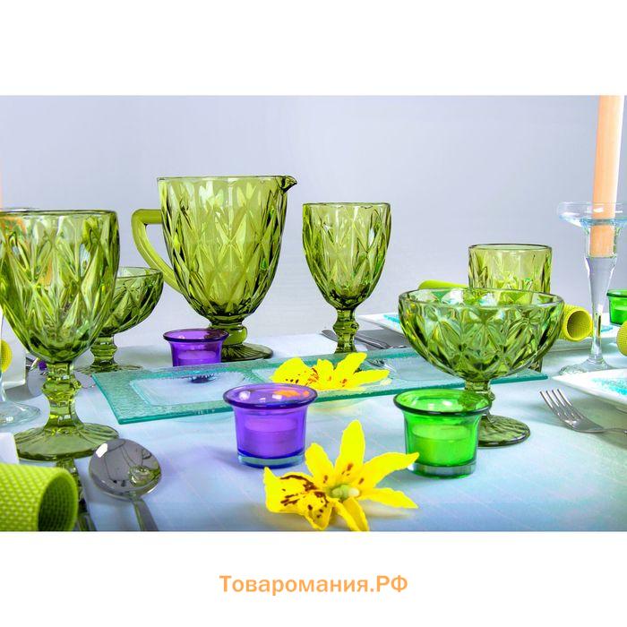 Бокалы для вина Magistro «Круиз», 250 мл, 8×15.3 см, стекло, набор 6 шт., зелёные