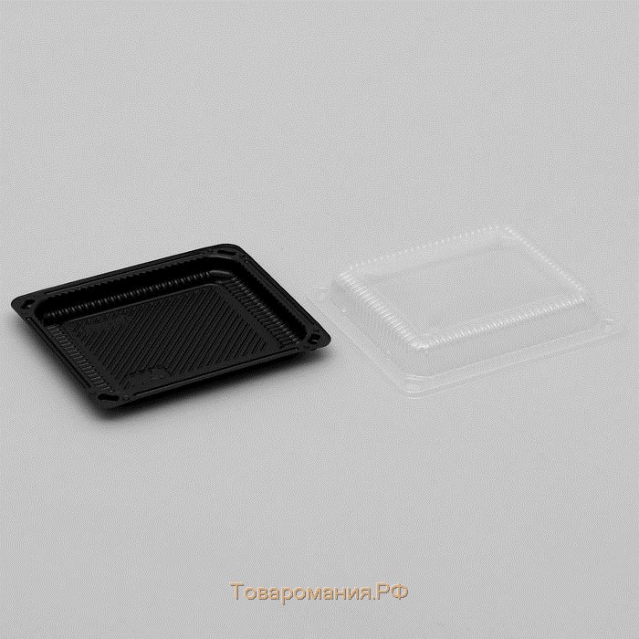 Контейнер с крышкой пластиковый одноразовый для суши, 18,5×15,5×3,5 см, 790 мл, цвет чёрный