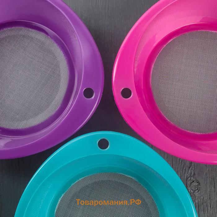 Сито для просеивания, пластик, 23.5×21×7 см, голубое
