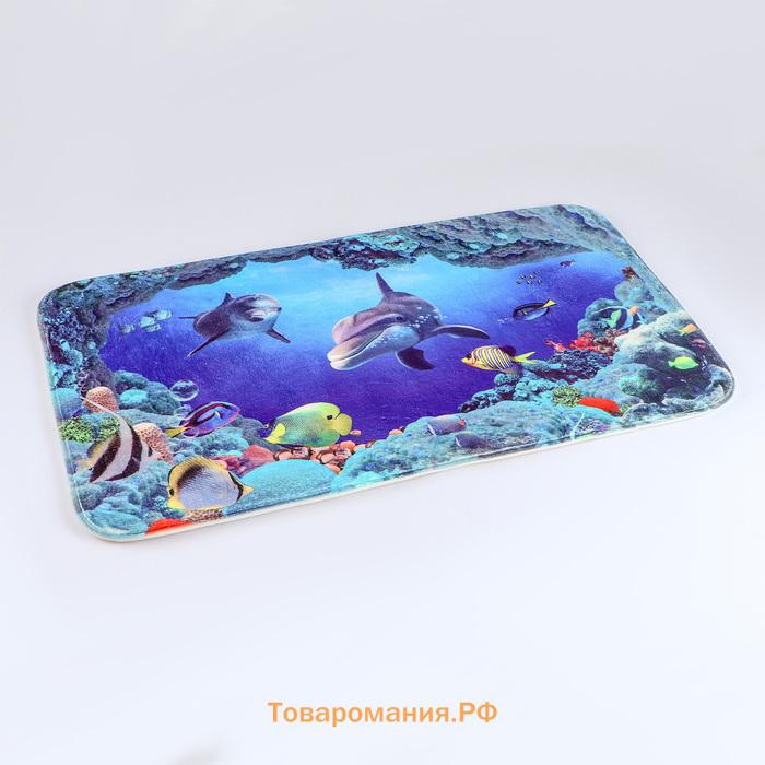 Коврики для ванны и туалета  «Морской мир», 2 шт., 40×50, 50×80 см