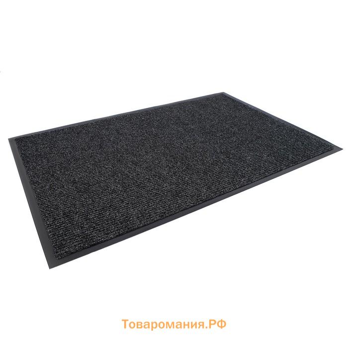 Коврик придверный влаговпитывающий, ребристый, «Комфорт», 60×90 см, чёрный