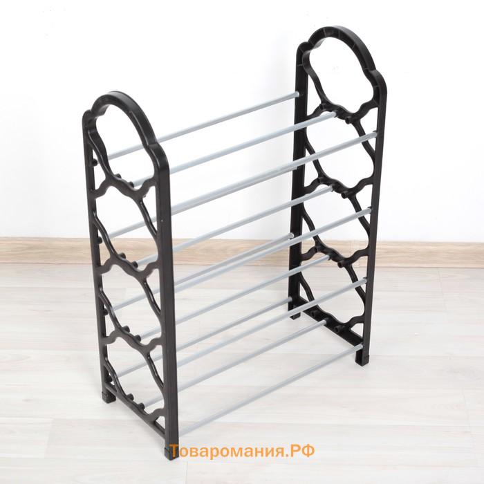 Обувница , 4 яруса, 42×19×58 см, чёрная
