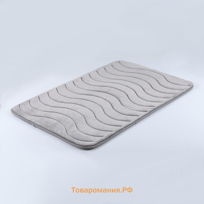 Коврики для ванной и туалета  «Волна», 2 шт., 40×50 см, 50×80 см, серые