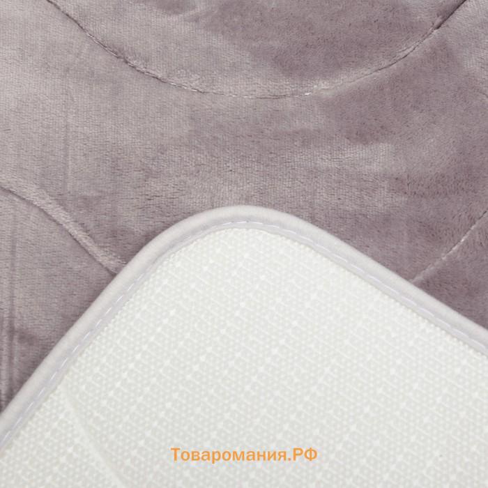 Коврики для ванной и туалета  «Волна», 2 шт., 40×50 см, 50×80 см, серые