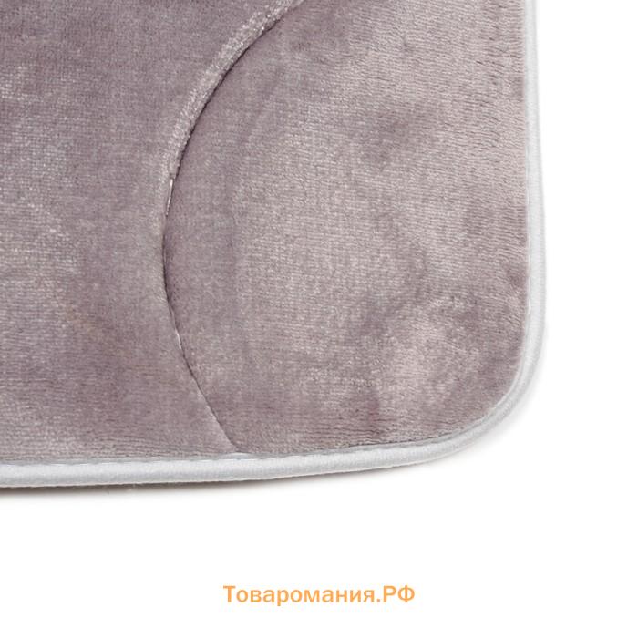 Коврики для ванной и туалета  «Волна», 2 шт., 40×50 см, 50×80 см, серые