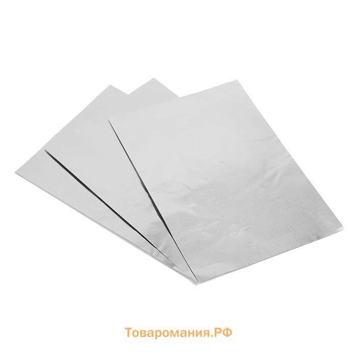 Фольга для чеканки А4, 3 листа, серебряная, в папке