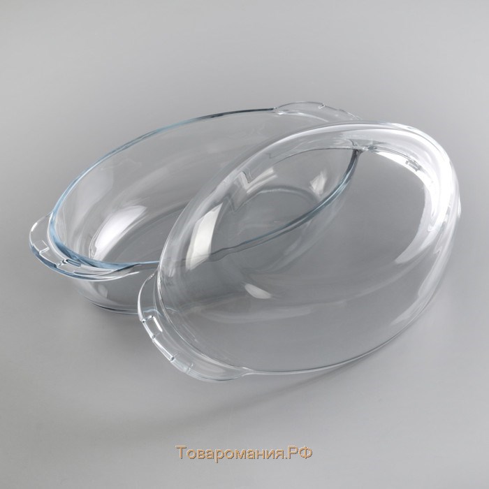 Утятница овальная из жаропрочного стекла Borcam, 2 л, с крышкой-формой для запекания
