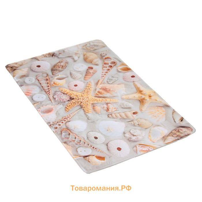 Коврики для ванной и туалета  «Ракушки», 2 шт., 45×36 см, 75×44 см