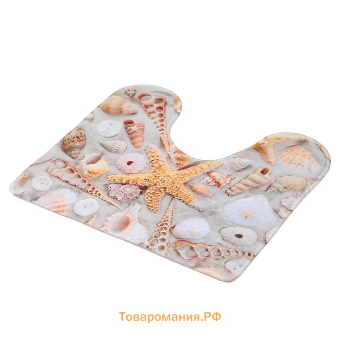 Коврики для ванной и туалета  «Ракушки», 2 шт., 45×36 см, 75×44 см