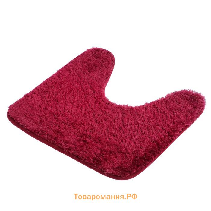 Коврики для ванной и туалета  «Пушистик», 2 шт., 38×40 см, 40×60 см, бордовые