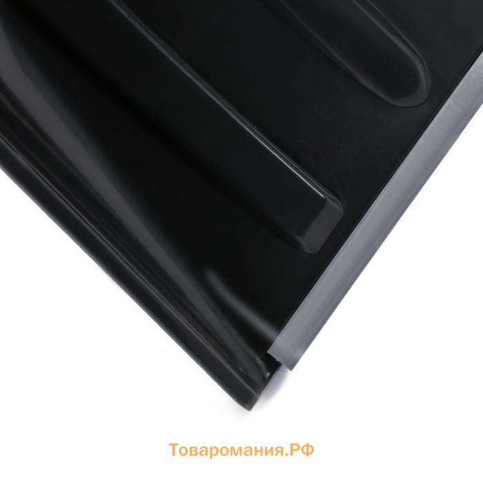 Лопата для уборки снега, пластиковый ковш 410×415 мм, металлическая планка, деревянный черенок, с ручкой