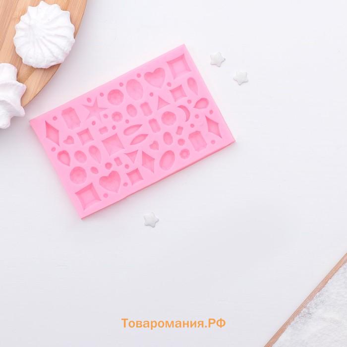Молд для заливки «Драгоценные камни», силикон, 11×7 см, розовый