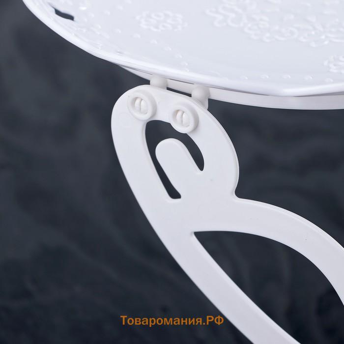 Блюдо для торта и пирожных 2-х ярусное  «Вивьен», d=22 см, 36×22×19.5 см, белое