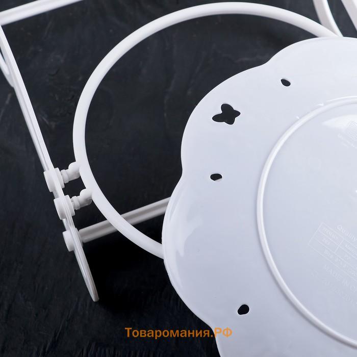Блюдо для торта и пирожных 2-х ярусное  «Вивьен», d=22 см, 36×22×19.5 см, белое