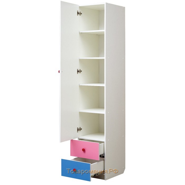 Шкаф с ящиками «Радуга», 400×490×2100 мм, цвет белый / розовый / синий