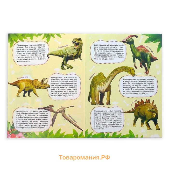 Книжки с наклейками «Энциклопедии о динозаврах и космосе», набор 2 шт. по 8 стр., формат А4