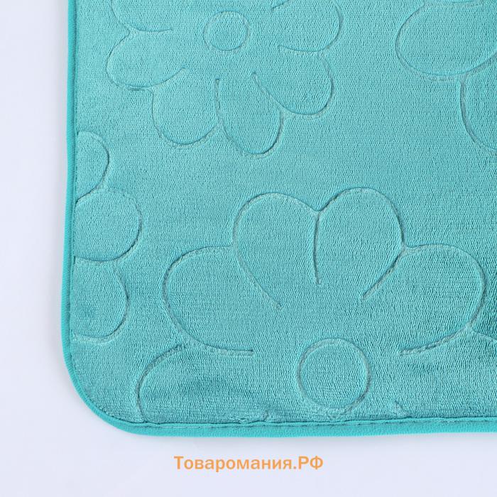 Коврики для ванной и туалета  «Поле», 2 шт., 39×50 см, 50×80 см, зелёные