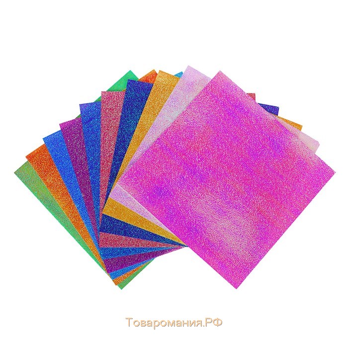 Бумага цветная Mazari, 150 х 150 мм, 10 листов, 10 цветов, блёстящая, однотонная