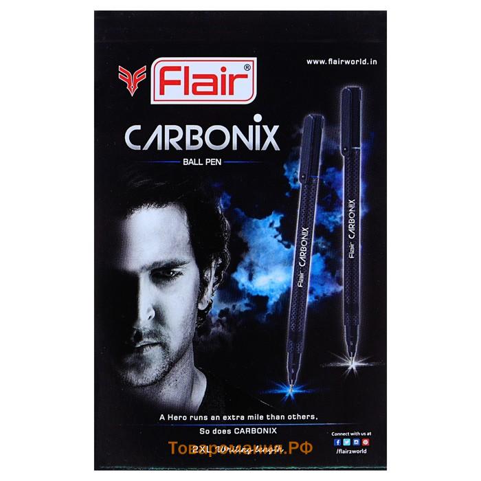 Ручка шариковая Flair Carbonix, узел-игла 0.7 , синяя, длинная линия письма 2XL , карбоновый корпус, (в дисплее)