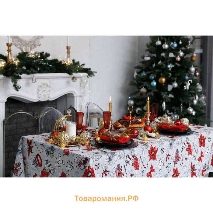 Скатерть новогодняя "" Новогоднее настроение 180х149+/- 3см, 100% хлопок, 164 г/м2