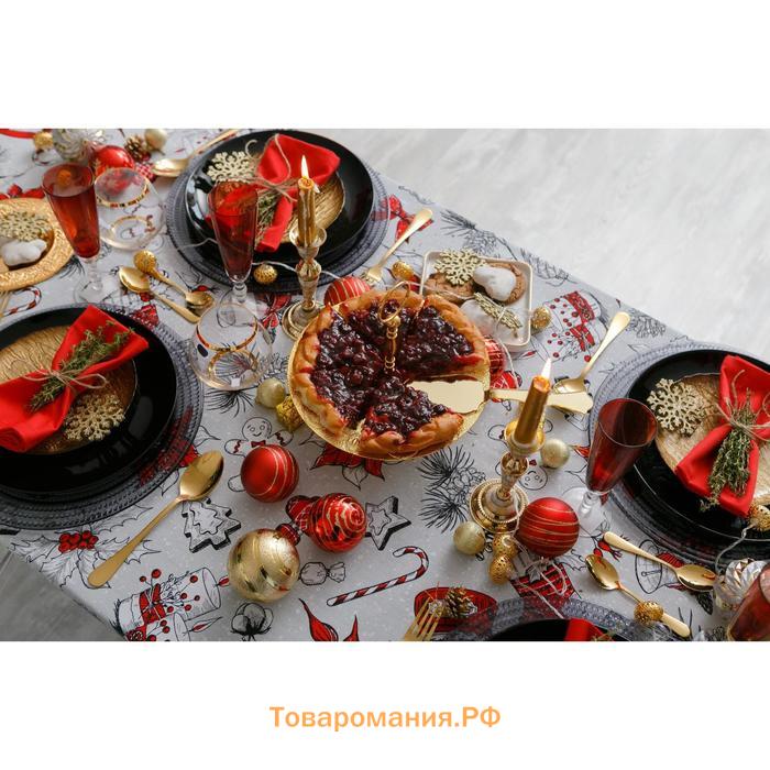 Скатерть новогодняя "" Новогоднее настроение 180х149+/- 3см, 100% хлопок, 164 г/м2