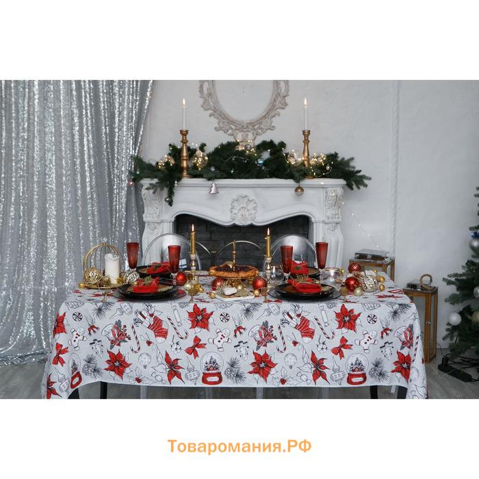 Скатерть новогодняя "" Новогоднее настроение 180х149+/- 3см, 100% хлопок, 164 г/м2