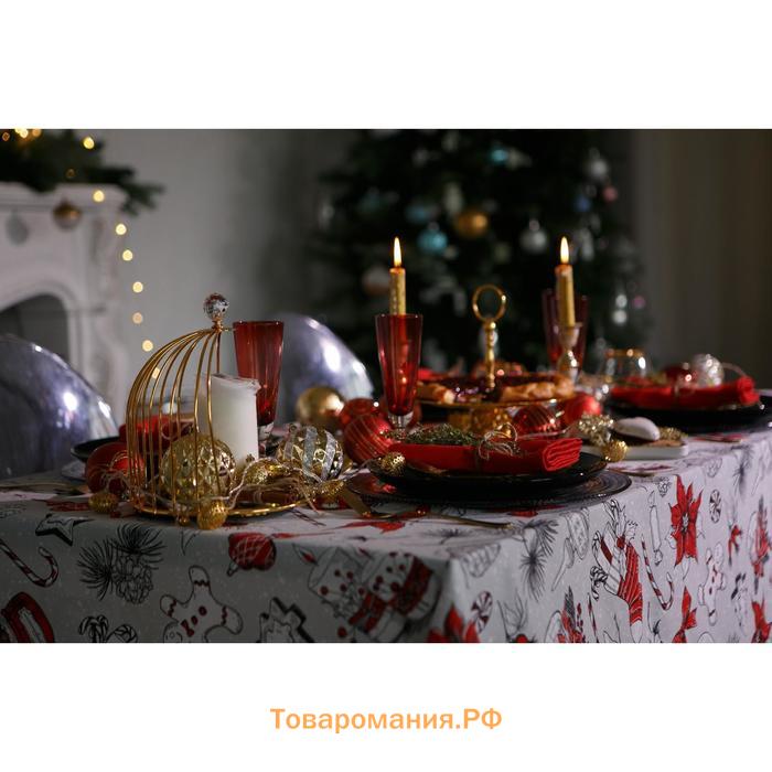 Скатерть новогодняя "" Новогоднее настроение 180х149+/- 3см, 100% хлопок, 164 г/м2