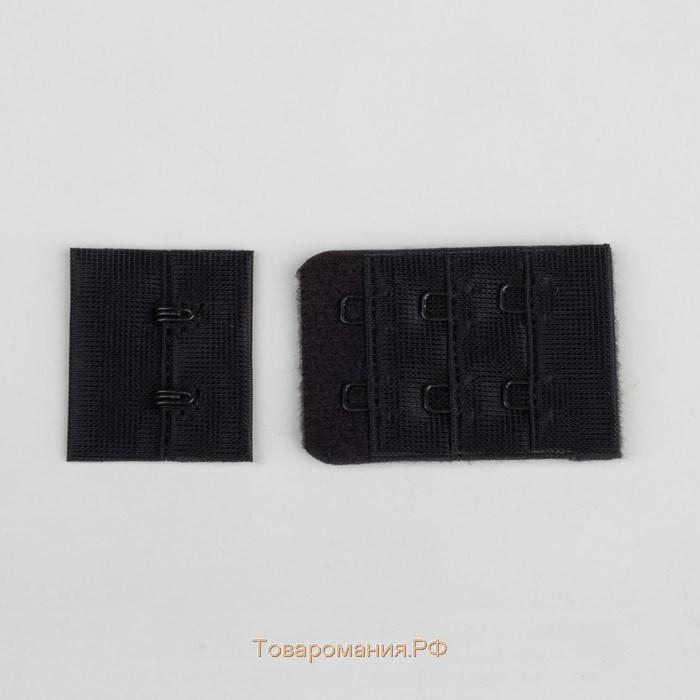 Застёжка для бюстгальтера, 3 ряда 2 крючка, 3,3 × 2,8 см, 3,3 × 5 см, 10 шт, цвет чёрный