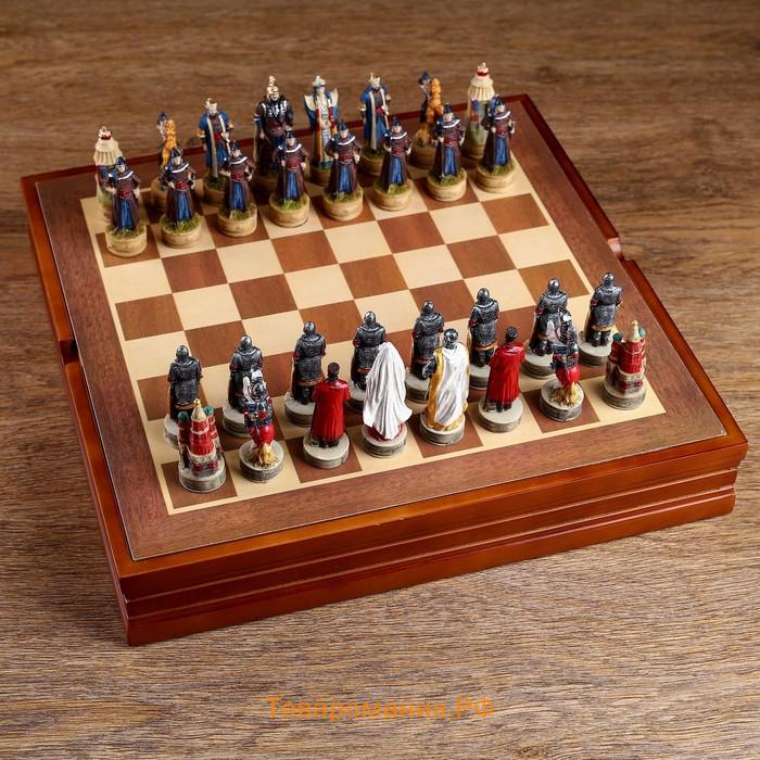 Шахматы подарочные «Монгольское иго», полистоун, доска дерево 36×36 см