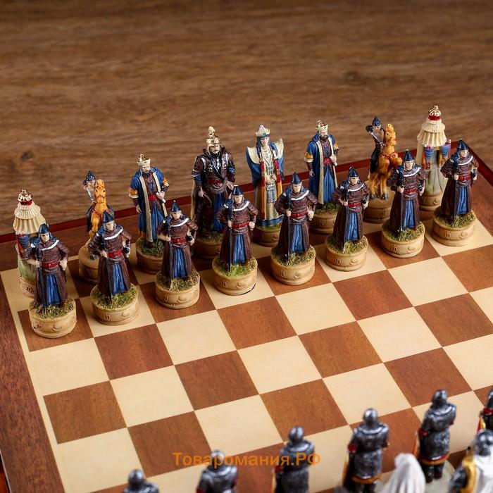 Шахматы подарочные «Монгольское иго», полистоун, доска дерево 36×36 см