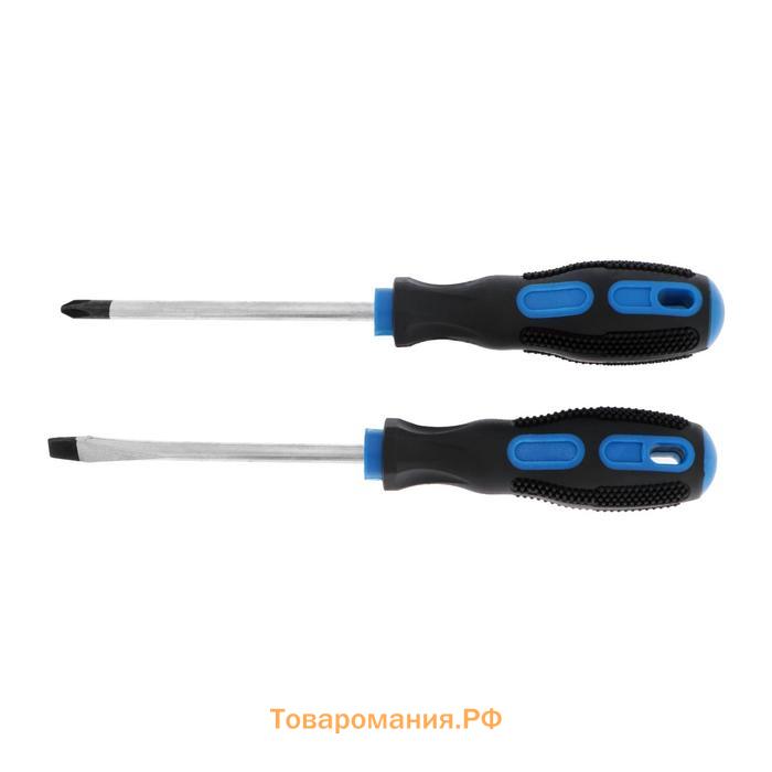 Набор отверток ТУНДРА, сатин, магнит, двухкомпонентные рукоятки, PH2/SL6×100 мм, 2 шт.