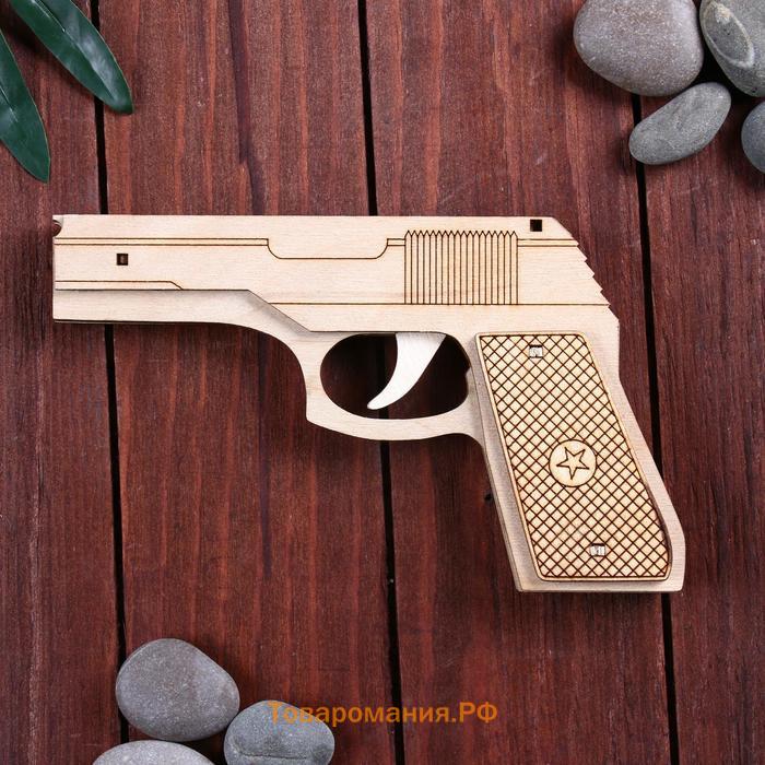 Сувенир деревянный пистолет резинкострел, стреляет резинками