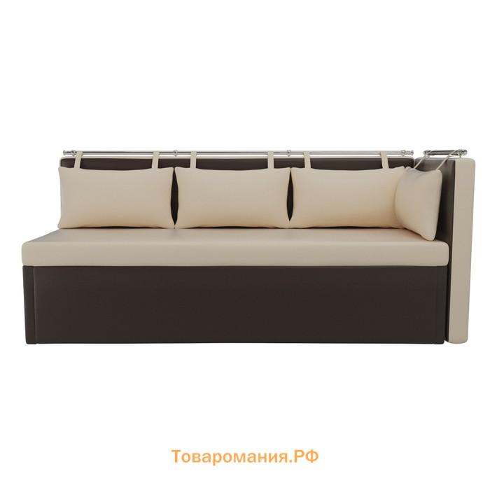 Кухонный диван «Метро с углом», механизм дельфин, экокожа, цвет бежевый / коричневый