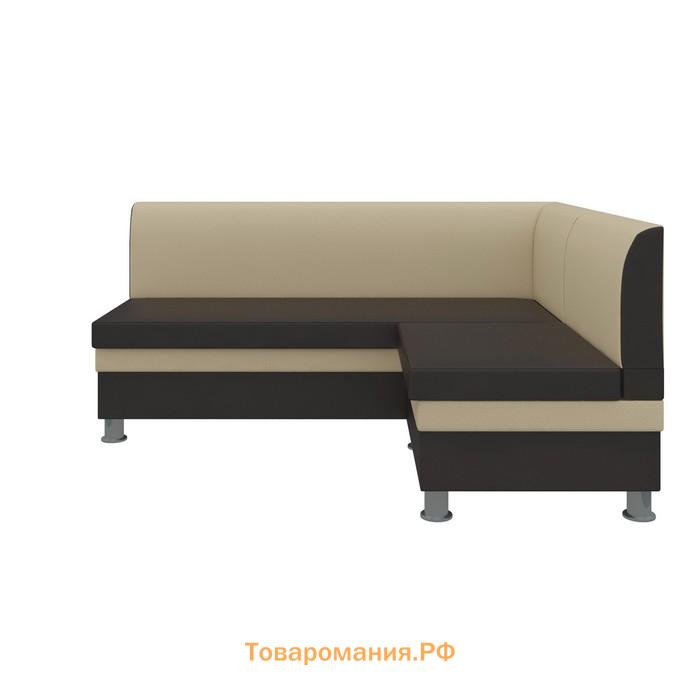 Кухонный угловой диван «Уют», экокожа, цвет коричневый / бежевый