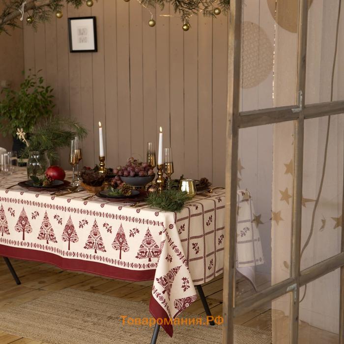 Скатерть новогодняя "" Merry Christmas 146х180+/- 3см, 100%хл, рогожка 164 г/м2