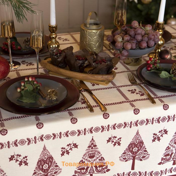 Скатерть новогодняя "" Merry Christmas 146х110+/- 3см, 100%хл, рогожка 164 г/м2