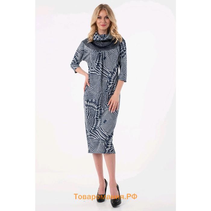 Платье женское, размер 42, цвет серый, синий
