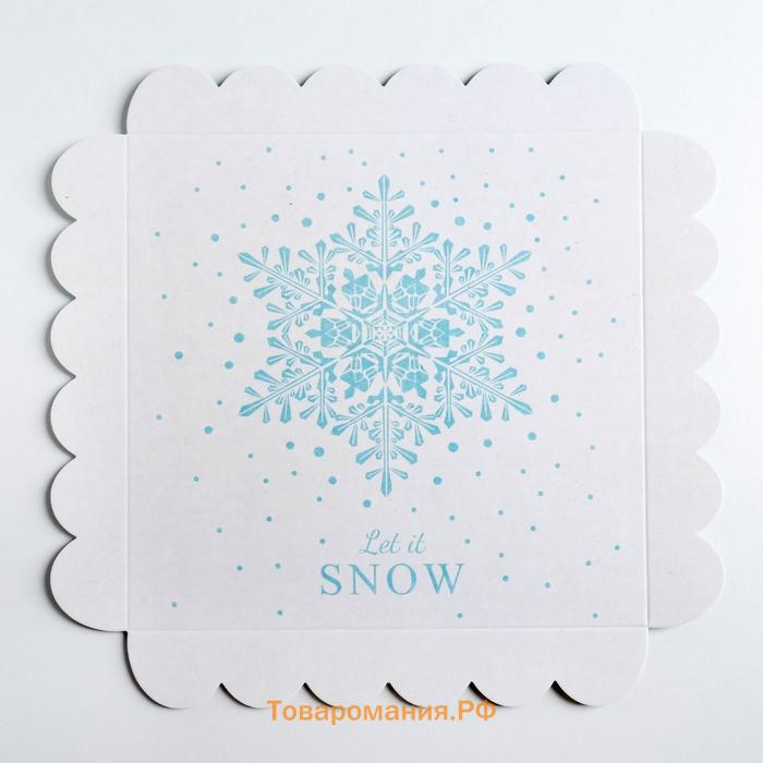 Коробка для кондитерских изделий с пластиковой крышкой «Let it snow», 21 х 21 х 3 см