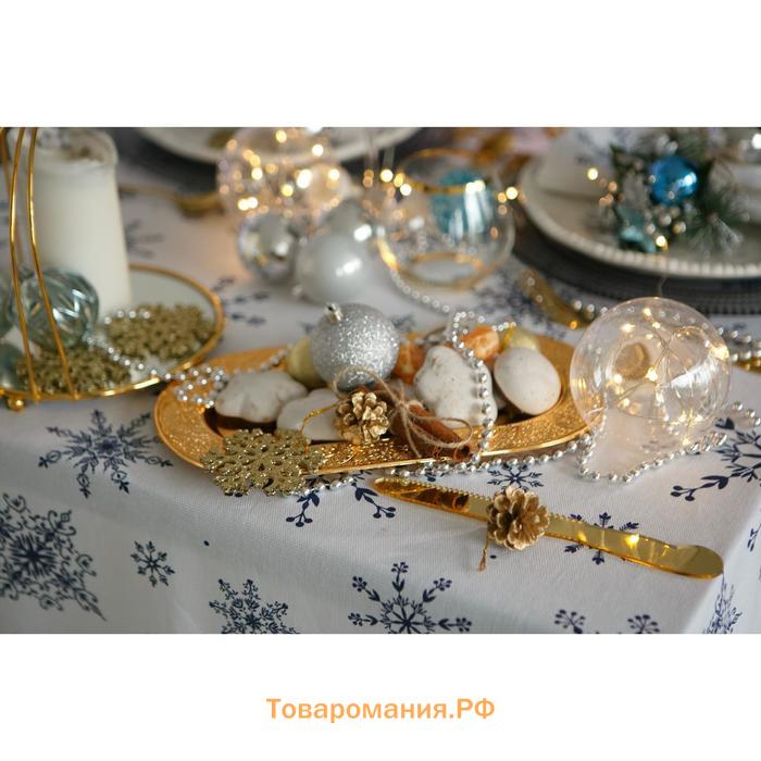 Скатерть новогодняя "" Синие снежинки 250х146 +/- 3 см, 100% хлопок, 164 г/м2