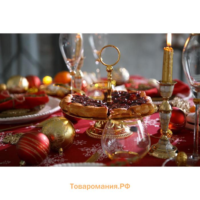 Скатерть новогодняя "" Белые снежинки 250х149+/- 3см, 100% хлопок, 164 г/м2