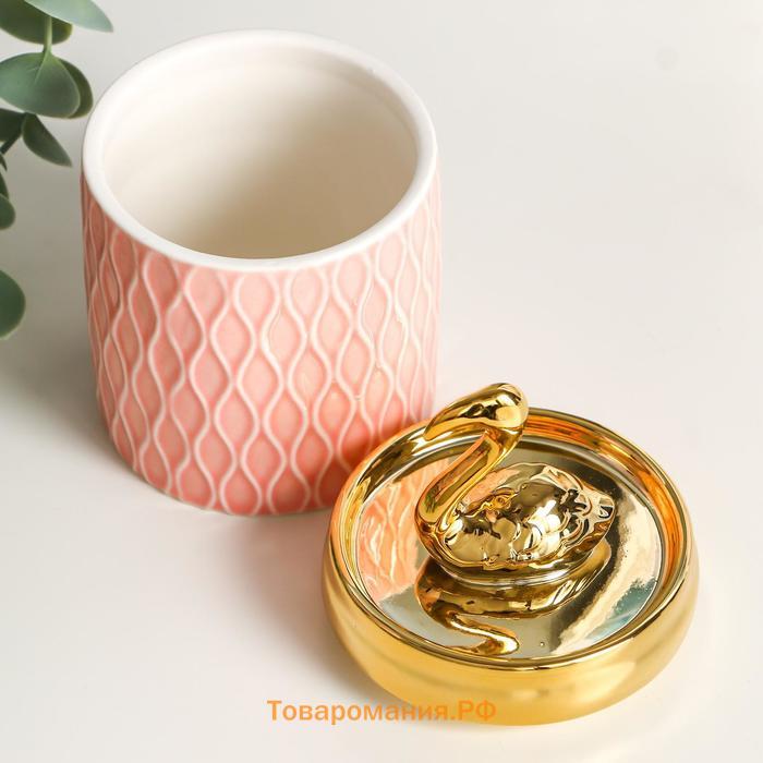 Шкатулка керамика "Золотой фламинго" 13,5х7,5х7,5 см